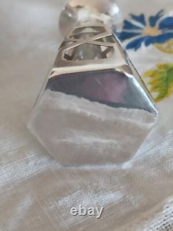 Antique Glass and Solid Silver Carafe Decorated with Cherry, Art Nouveau (MB)