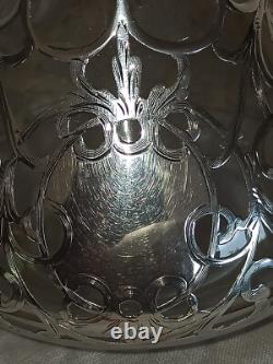 Antique Glass and Solid Silver Carafe Decorated with Cherry, Art Nouveau (MB)