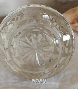 Antique Glass and Solid Silver Carafe Decorated with Cherry, Art Nouveau (MB)