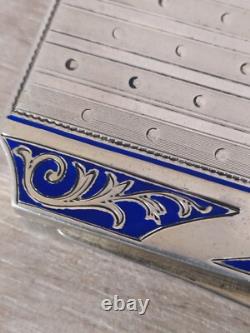 Antique Guilloché and Enamel Solid Silver Box