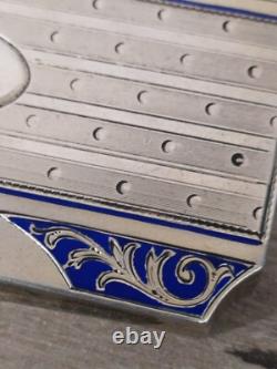 Antique Guilloché and Enamel Solid Silver Box