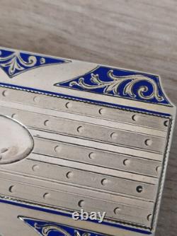Antique Guilloché and Enamel Solid Silver Box