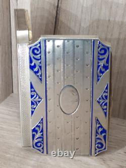 Antique Guilloché and Enamel Solid Silver Box