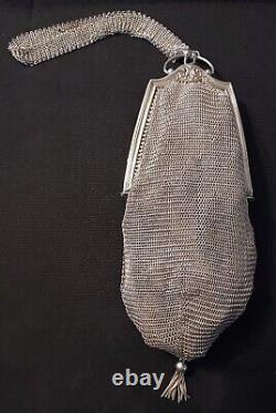 Antique Handbag Evening Cot Mahles Silver Massif Almônière Bal