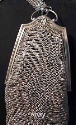 Antique Handbag Evening Cot Mahles Silver Massif Almônière Bal