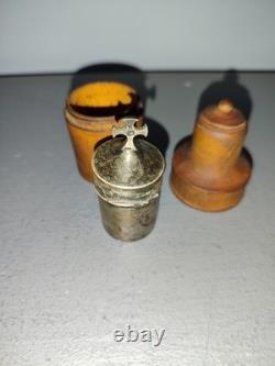 Antique Holy Oil Lamp in Solid Silver, Minerva Hallmark, Wooden Case, 19th Century