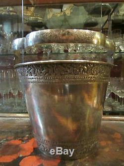 Antique Ice Bucket In Sterling Silver Extreme Orient Chine Punched