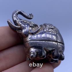 Antique Indian Mughal ceremonial elephant figurine in solid silver, 18th century