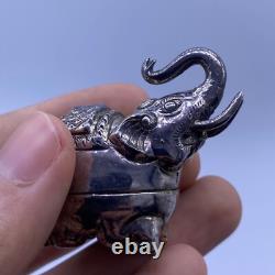 Antique Indian Mughal ceremonial elephant figurine in solid silver, 18th century