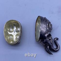 Antique Indian Mughal ceremonial elephant figurine in solid silver, 18th century