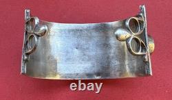 Antique J’ouvert bracelet, ornate engraved cuff, solid silver, carnelian cabochon