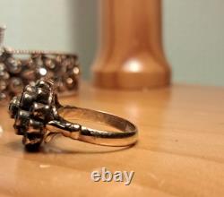 Antique Jewelry Rustic Set Solid Silver 9 Carat Gold Plated Set