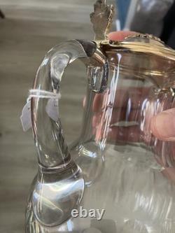 Antique Jug, Glass and Solid Silver, 19th Century, Minerva Hallmark