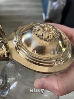 Antique Jug, Glass and Solid Silver, 19th Century, Minerva Hallmark