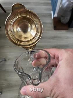 Antique Jug, Glass and Solid Silver, 19th Century, Minerva Hallmark