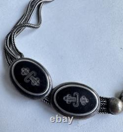 Antique Lady's Pocket Watch Chain Catholic Religious Solid Silver 19th Century