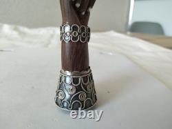 Antique Large Figa Hand Amulet, 900 Solid Silver, Macassar Sterling Silver