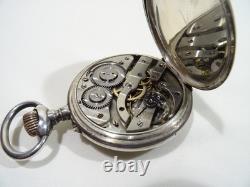 Antique Large Mechanical Pocket Watch with Breguet Spiral, Solid Silver