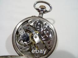 Antique Large Mechanical Pocket Watch with Breguet Spiral, Solid Silver