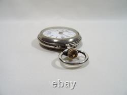 Antique Large Mechanical Pocket Watch with Breguet Spiral, Solid Silver