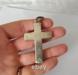Antique Large Reliquary Cross in Solid Silver, 18th Century, Brittany Region