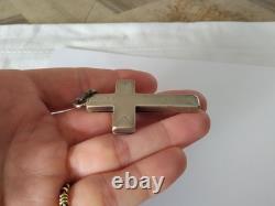Antique Large Reliquary Cross in Solid Silver, 18th Century, Brittany Region
