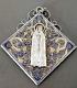 Antique Large Solid Silver Filigree Enamel Pendant Our Lady Of Fatima