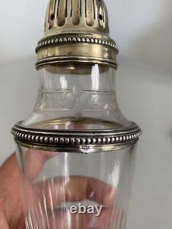 Antique Large Solid Silver and Cut Crystal Powder Sprinkler 19th Century