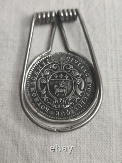 Antique Louis XV coin money clip in solid silver