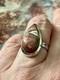 Antique Marquise Agate Ring, Solid Silver, Unique Creator