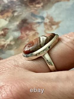 Antique Marquise Agate Ring, Solid Silver, Unique Creator