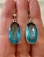 Antique Massive Silver Earrings Huge Natural Blue Topaz