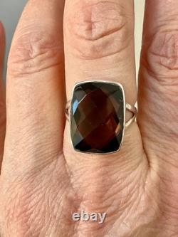 Antique Massive Silver Ring with Impressive Smoky Topaz Cushion Cut