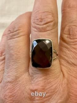 Antique Massive Silver Ring with Impressive Smoky Topaz Cushion Cut