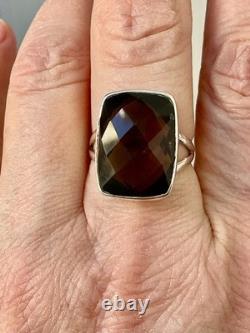 Antique Massive Silver Ring with Impressive Smoky Topaz Cushion Cut