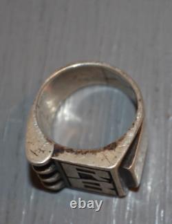 Antique Men's Signet Ring in Solid Silver 925 Monogrammed RB circa 1920