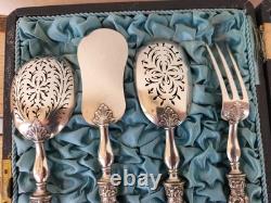Antique Mignardises Hors D'oeuvres Service Solid Silver Minerva Mark