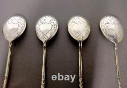 Antique Moka or Caviar Spoons in Solid Russian Silver Sets of 10