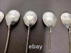 Antique Moka or Caviar Spoons in Solid Russian Silver Sets of 10