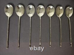Antique Moka or Caviar Spoons in Solid Russian Silver Sets of 10