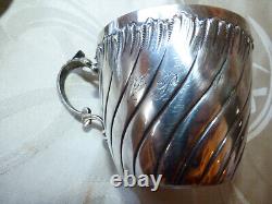 Antique Monogrammed Cup and Saucer Solid Silver Minerva Mark Weight 130 g