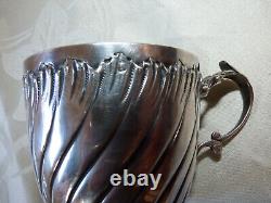 Antique Monogrammed Cup and Saucer Solid Silver Minerva Mark Weight 130 g
