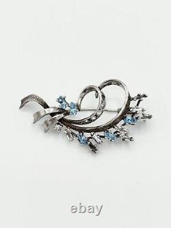 Antique Napoleon III silver brooch with solid silver and precious stones hallmark goldsmith