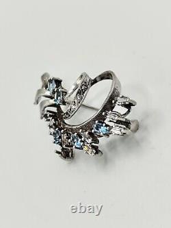 Antique Napoleon III silver brooch with solid silver and precious stones hallmark goldsmith