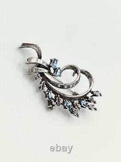 Antique Napoleon III silver brooch with solid silver and precious stones hallmark goldsmith