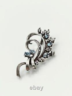 Antique Napoleon III silver brooch with solid silver and precious stones hallmark goldsmith