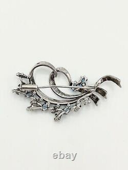 Antique Napoleon III silver brooch with solid silver and precious stones hallmark goldsmith