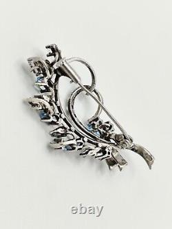 Antique Napoleon III silver brooch with solid silver and precious stones hallmark goldsmith