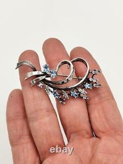Antique Napoleon III silver brooch with solid silver and precious stones hallmark goldsmith