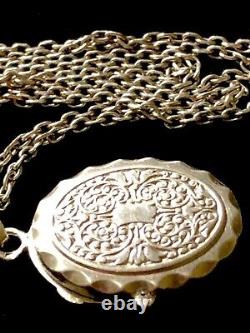 Antique Necklace with Solid Silver Photo Locket Pendant, Crab Hallmark